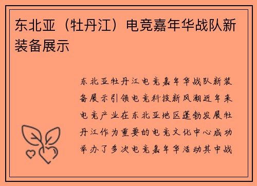 东北亚（牡丹江）电竞嘉年华战队新装备展示